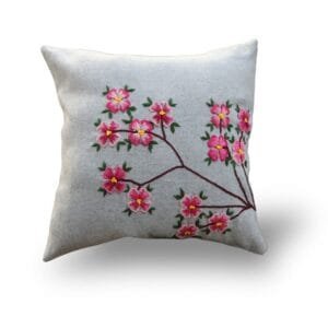 Hand Embroidery Cushion Cover (Floral Motif) Size: - 16x16 inch, Filler included