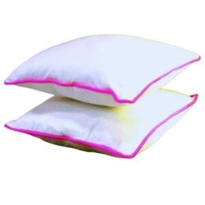 Solid white color Cushion Cover of Corduroy Fabric, with border piping work, Size: - 16x16 inch, Filler included