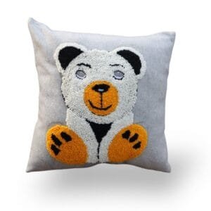 Hand Embroidery Cushion Cover Tufting Stitch (Panda Motif) Size: - 16x16 inch, Filler included