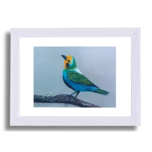 Handmade painting (Pastel color Medium), Tanager Bird, Size: 12x 18 Inch (A3 Size) with Frame