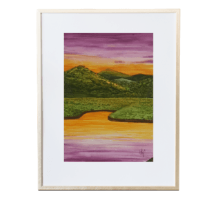 Handmade watercolor Painting - "Divine beauty of nature", Size: 12x8Inch (A4), with Frame