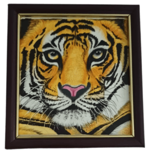 Handmade Marker Pen Painting - "Tiger", Size: 10x10 Inch, with Frame
