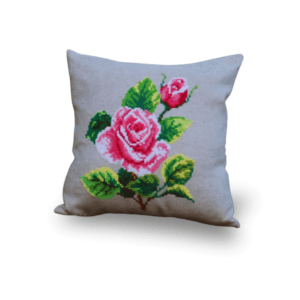 Hand Embroidery Cushion Cover (Rose Flower Motif) Size: -16x16 inch, Filler included