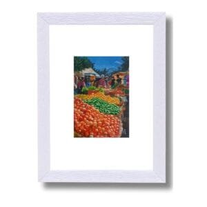 Handmade watercolor Painting - "Indian vegetable Market", Size: 6x9 Inch, with Frame Size: 8x12 Inch