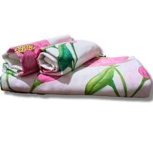 Hand painted multicolored (Lotus Flower Motif,Pichwai work) premium quality bedsheet with pillow covers