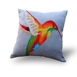 Hand embroidery cushion cover with (Flying bird motif) Size: 16x16 inch, Filler included