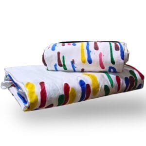 Handcrafted multicolored (Color dropping) premium quality bedsheet with two pillow covers, Size: 108x 112-inch, super King size