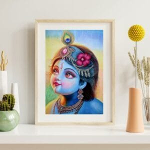 Handmade Painting - "Bal Krishna", on 500 GSM paper, Size : 12x18 inch