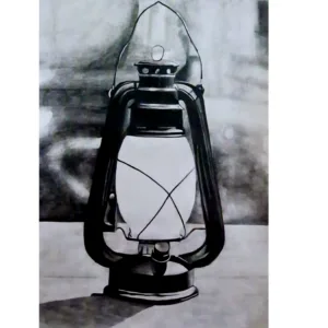 Handmade Painting - "Vintage Lantern", on paper, Framed and Without frame available.