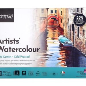 BRUSTRO Artist Watercolour Paper Pad Cold Pressed 300 GSM 25% Cotton A3 - (12 + 4 Free Sheets)