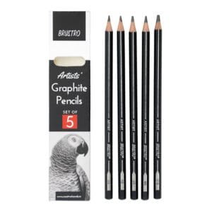 BRUSTRO Artist's Graphite Pencil set | Set of 5 (2B, 4B, 6B, 8B, 10B) | Pre Sharpened, Lightweight, Break-resistant, Ideal for Students and Adults, Students, Professional Drawing,Sketching,Mandala Art