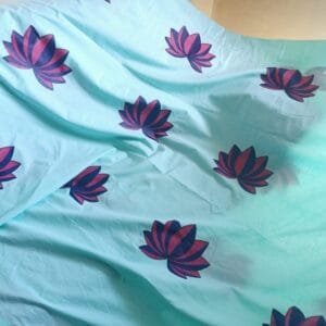 Hand painted multicolored (Lotus Flower Motif) premium quality bedsheet with pillow covers 90x102 inch