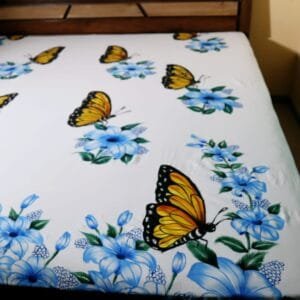 Hand-Painted Floral & Butterfly Bedsheet