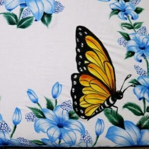 Hand painted bedsheet floral print with butterfly