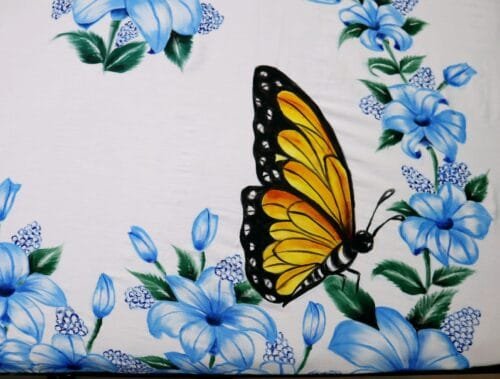 Hand painted bedsheet floral print with butterfly