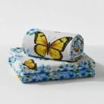 Hand-Painted Floral & Butterfly Bedsheet – 300 TC Cotton, King Size with Pillow Covers| Size: 259x269 cm