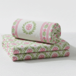 Hand-Block Printed Floral Bedsheet – 300 TC Pure Cotton, King Size (259x269 cm) with Matching Pillow Covers