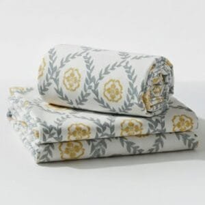 Handcrafted Floral Design Block Printed queen size Bedsheet with 2 Pillow Cover