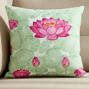 Handcrafted Floral Motif Block Printed Cushion Cover