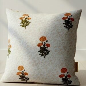 Handcrafted Nature Motif Block Printed Cotton Cushion Cover