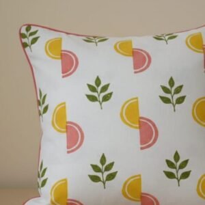 Handcrafted Fusion of Nature & Creativity Block Printed Cotton Cushion Cover