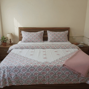Block Printed Fusion Design Bedsheet king size (set of 5)
