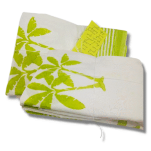 Hand Block Printed Mal-Cotton Saree with Nature Motif & Matching Blouse Piece