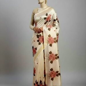 Hand painted saree "Rose inspired"