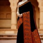 Hand block printed sarees "Red and black theme"