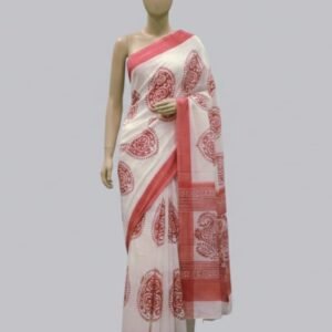 Hand block printed saree "A lady needs"