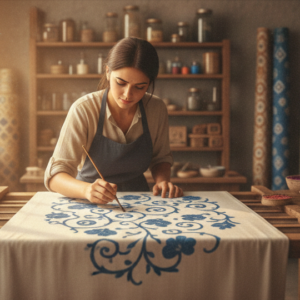 Hand-painted cushion cover