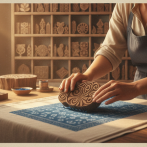 Hand block printed cushion cover