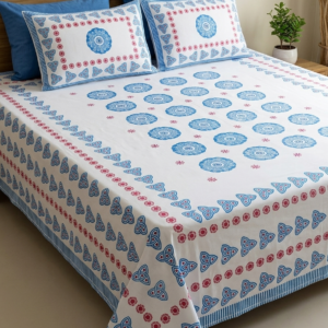 Hand block printed bedsheet