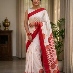 Lal paar sada saree